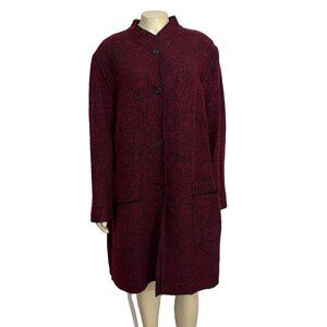 Tamotsu NY20W Red Wool Mohair Knee-Length Coat Jacket Lightweight Lined